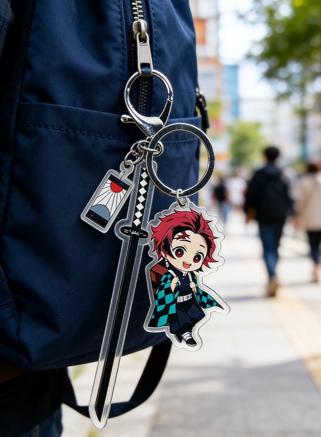 سلسلة مفاتيح سيف نيتشيرين من أنمي قاتل الشياطين، قلادة كامادو تانجيرو، مناسبة للهواتف والحقائب ومفاتيح السيارات، هدية مثالية لهواة جمع التذكارات - Image 4