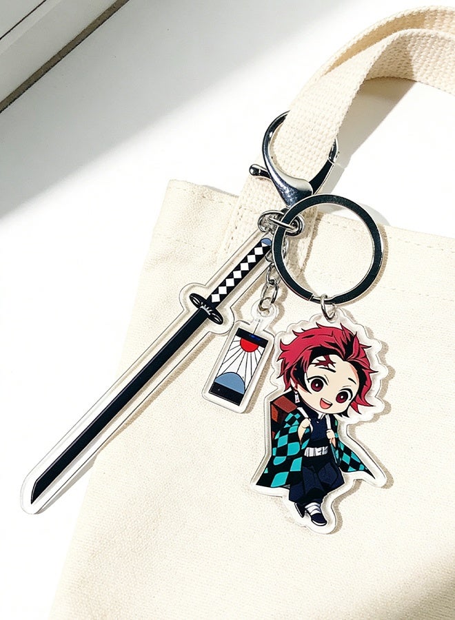 سلسلة مفاتيح سيف نيتشيرين من أنمي قاتل الشياطين، قلادة كامادو تانجيرو، مناسبة للهواتف والحقائب ومفاتيح السيارات، هدية مثالية لهواة جمع التذكارات - Image 2