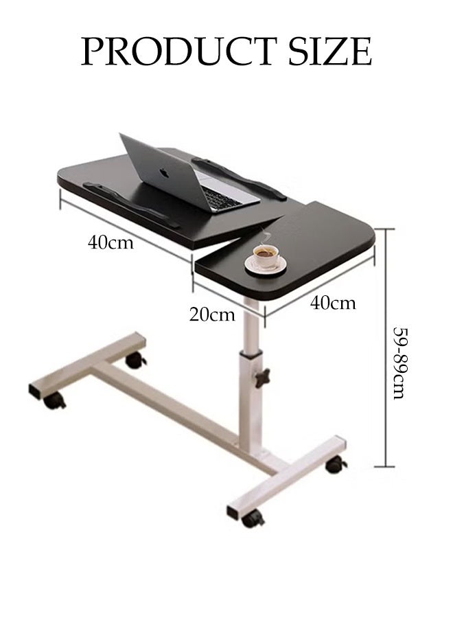 DUNISO طاولة جانبية على شكل C، طاولة جانبية قابلة للطي والرفع مع فتحات بطاقات مزدوجة، مكتب كتابة متحرك متعدد الوظائف للمنزل وغرفة النوم بجانب السرير، قوية ومتينة، لطاولة السرير أو الأريكة للكمبيوتر المحمول - Image 2