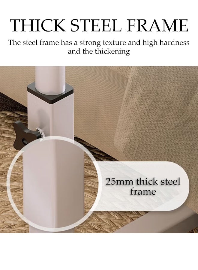 DUNISO طاولة جانبية على شكل C، طاولة جانبية قابلة للطي والرفع مع فتحات بطاقات مزدوجة، مكتب كتابة متحرك متعدد الوظائف للمنزل وغرفة النوم بجانب السرير، قوية ومتينة، لطاولة السرير أو الأريكة للكمبيوتر المحمول - Image 4