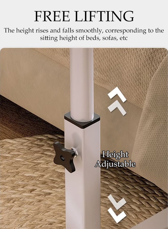 DUNISO طاولة جانبية على شكل C، طاولة جانبية قابلة للطي والرفع مع فتحات بطاقات مزدوجة، مكتب كتابة متحرك متعدد الوظائف للمنزل وغرفة النوم بجانب السرير، قوية ومتينة، لطاولة السرير أو الأريكة للكمبيوتر المحمول - Image 3