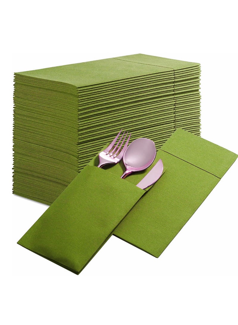 general 50-Pieces Disposable Dust-Free Dinner Napkins With Built-In Flatware Pocket Prefolded Cloth Like Paper Napkins For Wedding Dinner Or Party