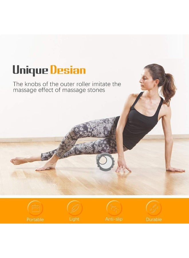 Foam roller, trigger point fitness foam roller deep tissue muscle massage roller lightweight hollow yoga pilates roller for relax muscles, balance exercises, physical therapy, pain relief (grey) - Image 4