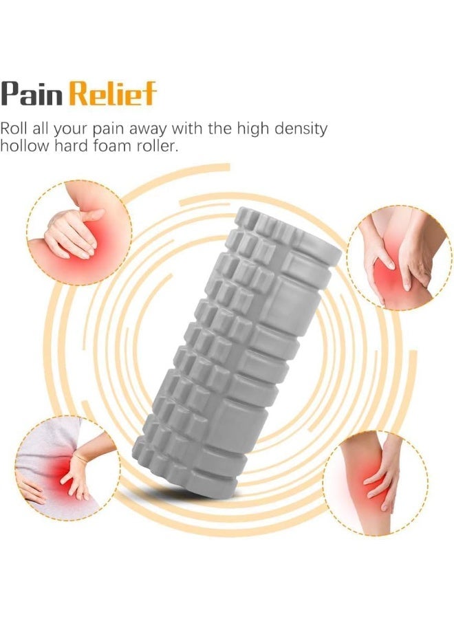 Foam roller, trigger point fitness foam roller deep tissue muscle massage roller lightweight hollow yoga pilates roller for relax muscles, balance exercises, physical therapy, pain relief (grey) - Image 2