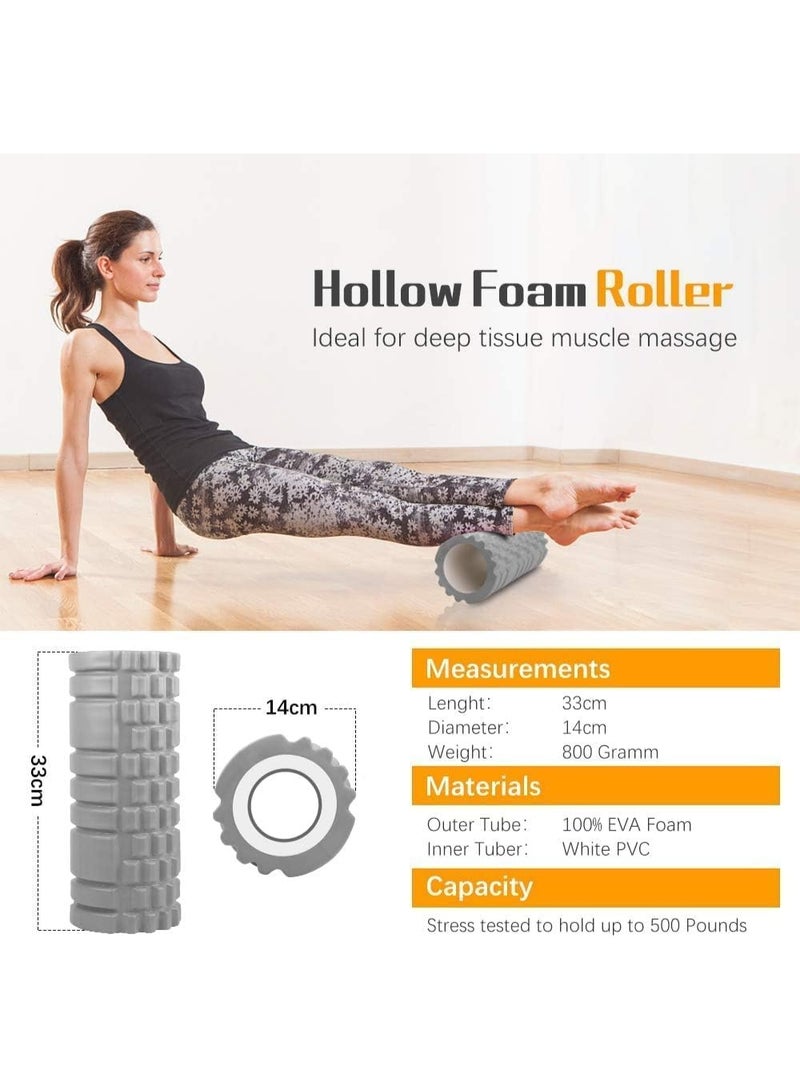 Foam roller, trigger point fitness foam roller deep tissue muscle massage roller lightweight hollow yoga pilates roller for relax muscles, balance exercises, physical therapy, pain relief (grey) - Image 5