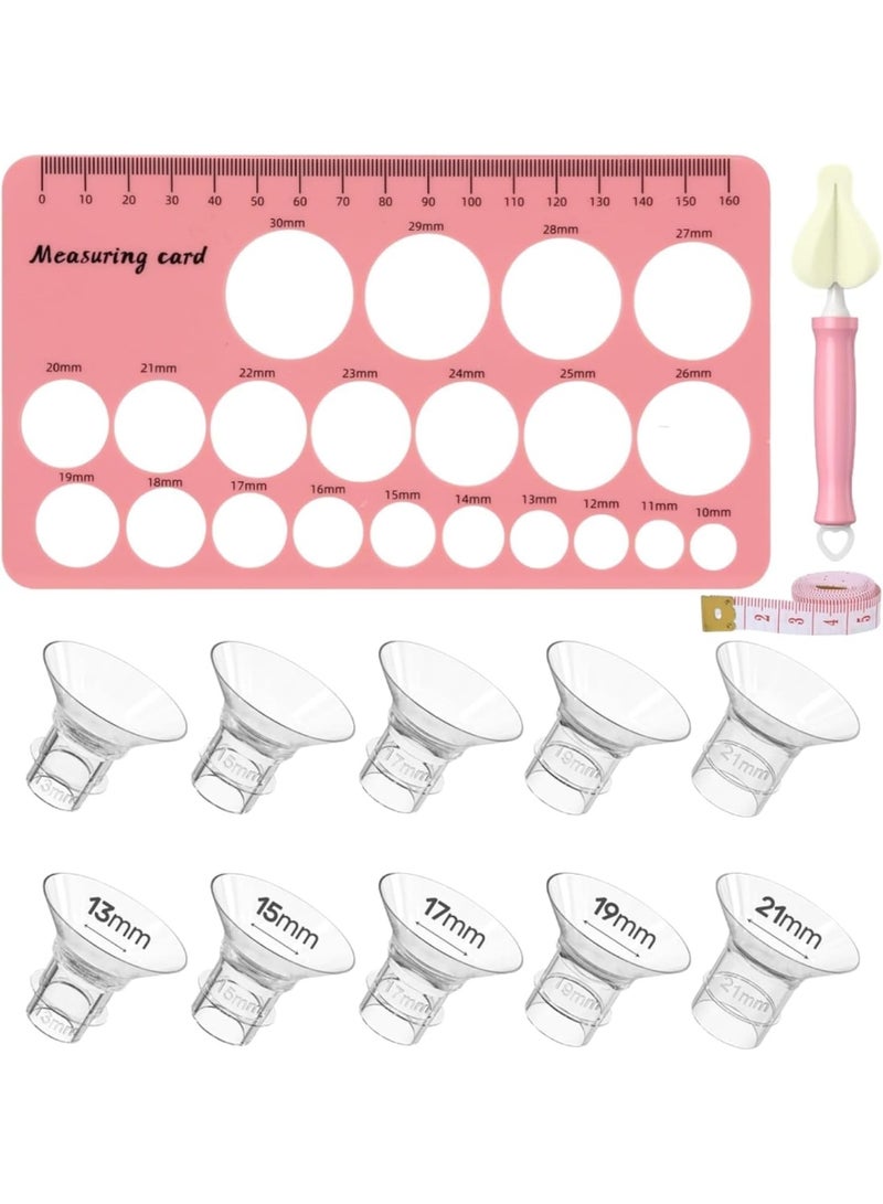 ATRJSZ Silicone Flange Insert, 13PCS Flange Sizing Kit 13/15/17/19/21MM, Teat Hole Tester, Food-Grade Pacifier Measurement Card, Cleaning Brush＆Tape Measure, Pumping Essential Kit for Moms - Image 1