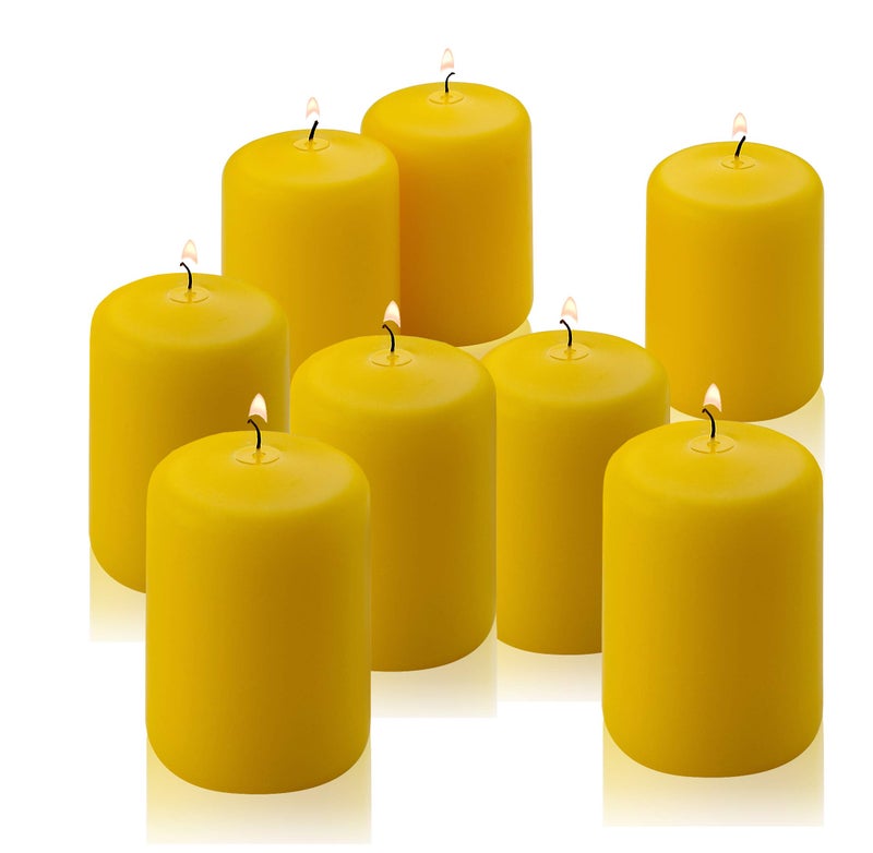 Citronella Pillar Candle Set of 8 Citronella Candles 3 inch Tall 2 inch Thick 18 Hour Burn Time for IndoorOutdoor Use