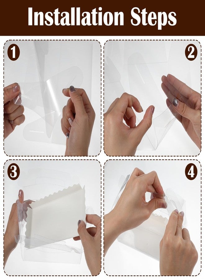 COMNICO 40 Pcs Clear Gable Bakery Gift Boxes, 6.4 Inch Transparent Plastic Candy Treat Gift Boxes with Handle for Birthday Party Wedding Holidays Baby Shower - Image 5