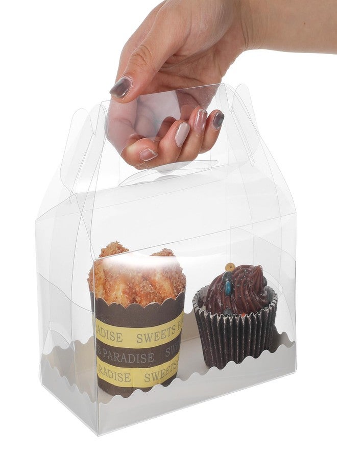 COMNICO 40 Pcs Clear Gable Bakery Gift Boxes, 6.4 Inch Transparent Plastic Candy Treat Gift Boxes with Handle for Birthday Party Wedding Holidays Baby Shower - Image 3