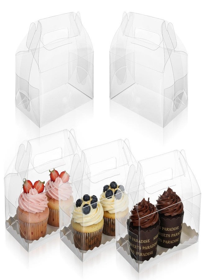 COMNICO 40 Pcs Clear Gable Bakery Gift Boxes, 6.4 Inch Transparent Plastic Candy Treat Gift Boxes with Handle for Birthday Party Wedding Holidays Baby Shower - Image 4