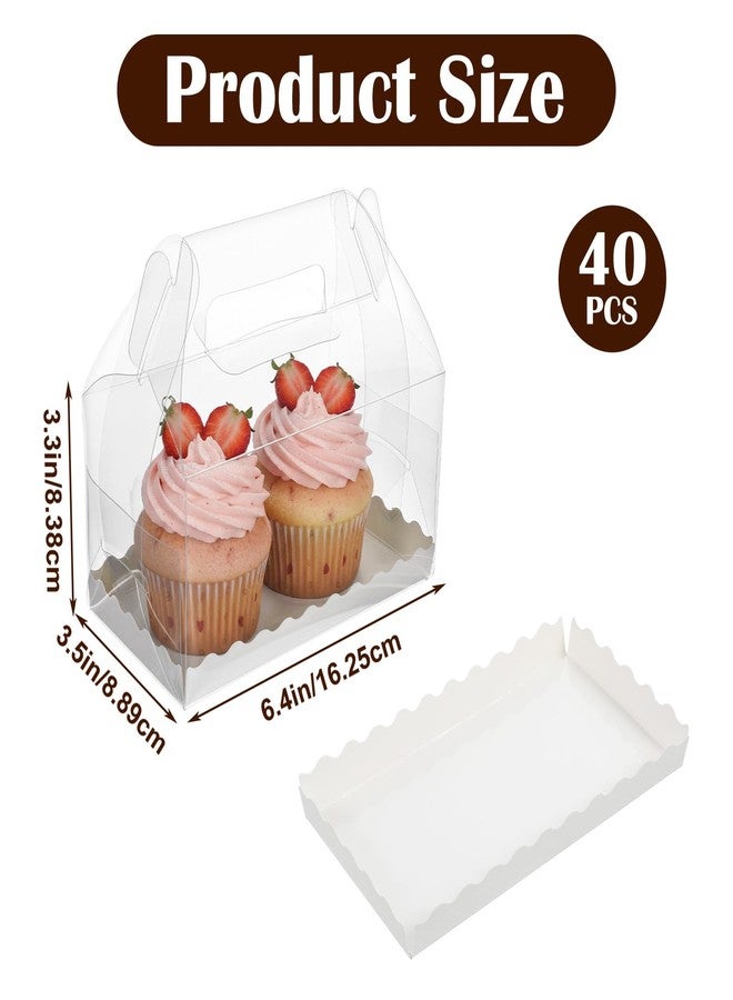 COMNICO 40 Pcs Clear Gable Bakery Gift Boxes, 6.4 Inch Transparent Plastic Candy Treat Gift Boxes with Handle for Birthday Party Wedding Holidays Baby Shower - Image 2