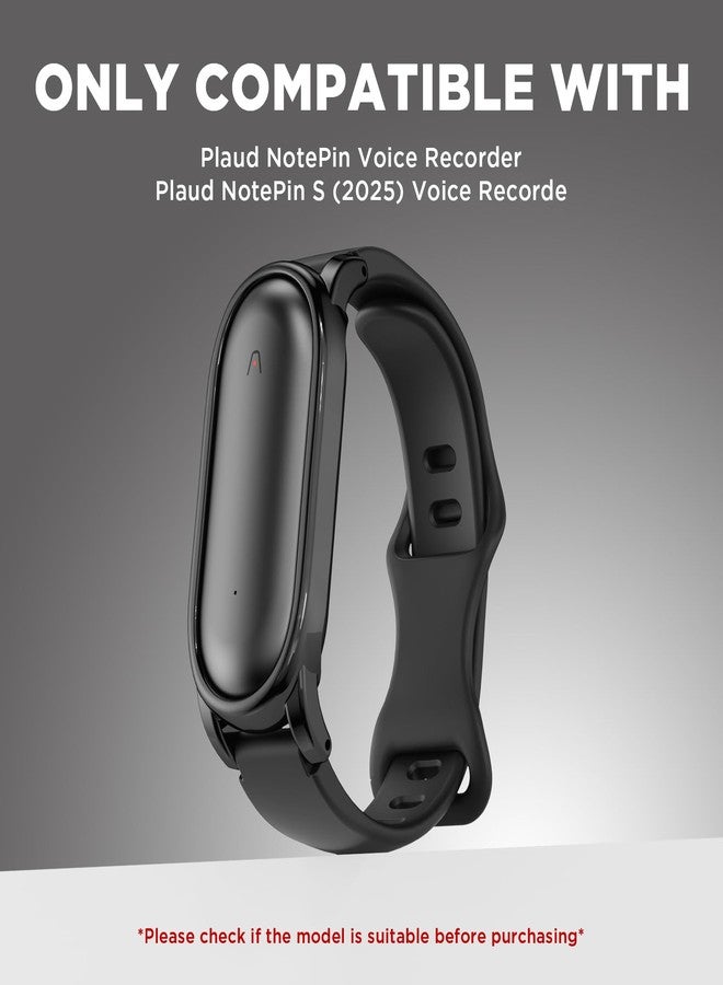 Wacanc Silicone Wristband Compatible with Plaud NotePin Voice Recorder,PC Case with Adjustable Wearable Strap for Plaud NotePin S (2025),Lightweight Replacement Strap Secure Fit Accessories (Black) - Image 2