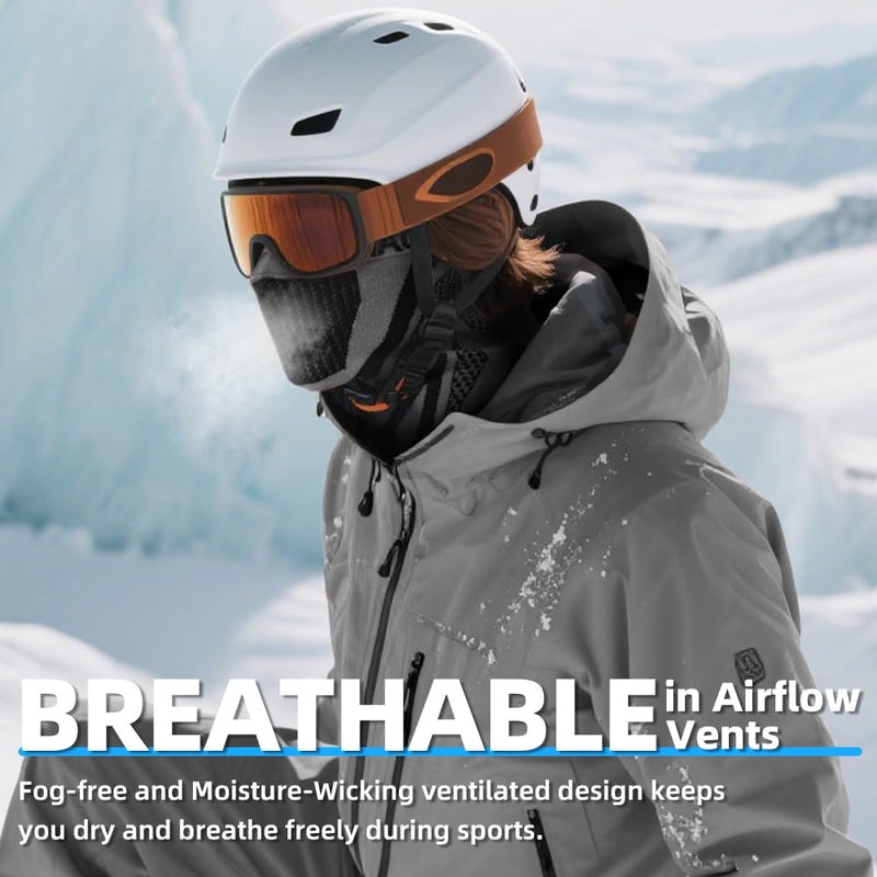 MVPTOO Winter Neck Gaiter Warmer Scarf Cold Weather Windproof Face Mask for Man & Women - Ski Mask for Outdoor Sports Black+Dark-Gray 2pack - Image 3