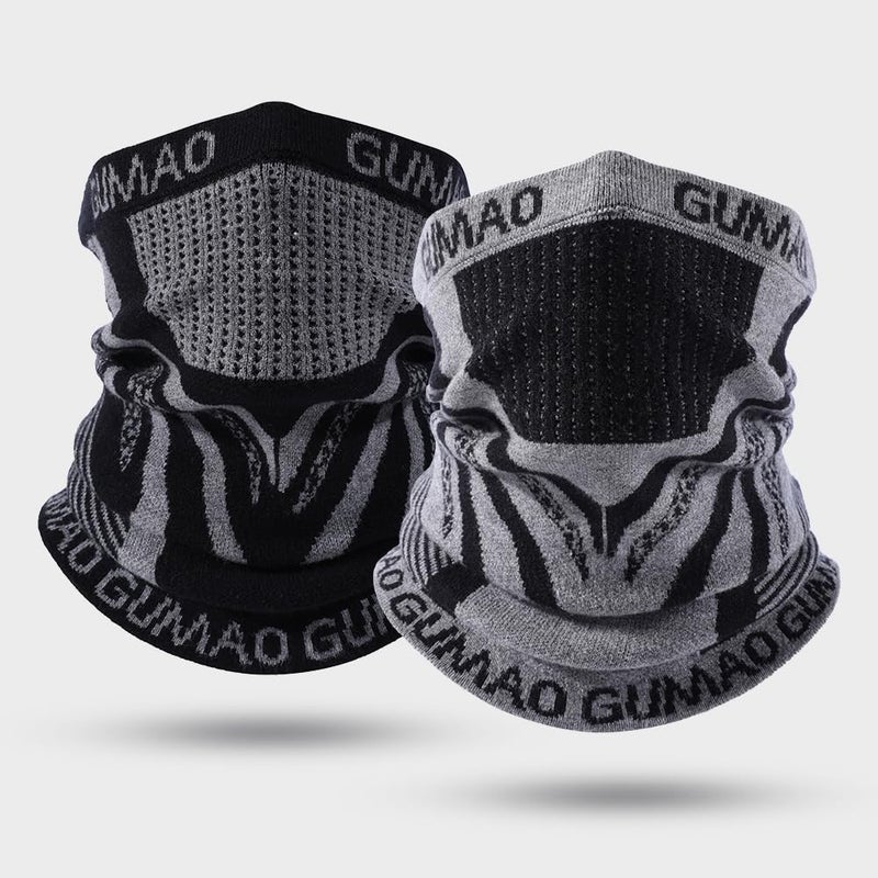 MVPTOO Winter Neck Gaiter Warmer Scarf Cold Weather Windproof Face Mask for Man & Women - Ski Mask for Outdoor Sports Black+Dark-Gray 2pack - Image 1