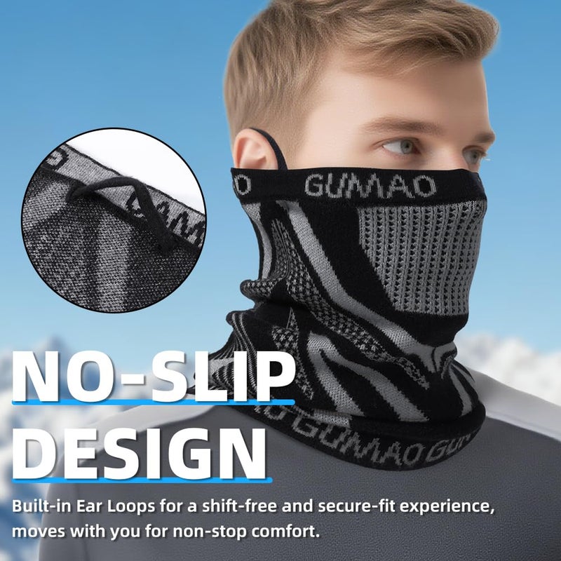 MVPTOO Winter Neck Gaiter Warmer Scarf Cold Weather Windproof Face Mask for Man & Women - Ski Mask for Outdoor Sports Black+Dark-Gray 2pack - Image 5