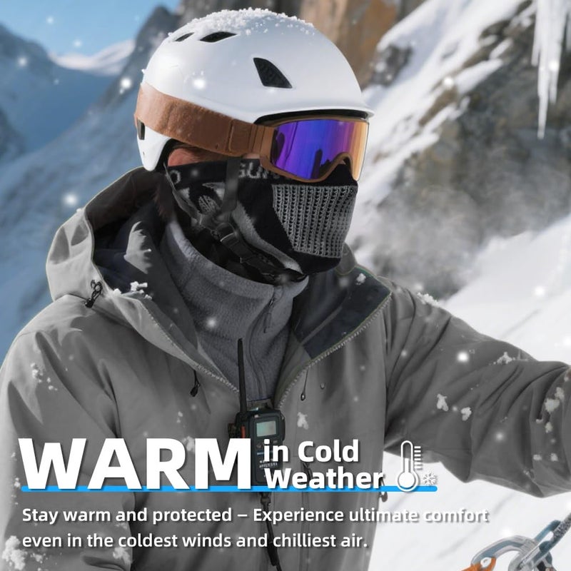 MVPTOO Winter Neck Gaiter Warmer Scarf Cold Weather Windproof Face Mask for Man & Women - Ski Mask for Outdoor Sports Black+Dark-Gray 2pack - Image 4