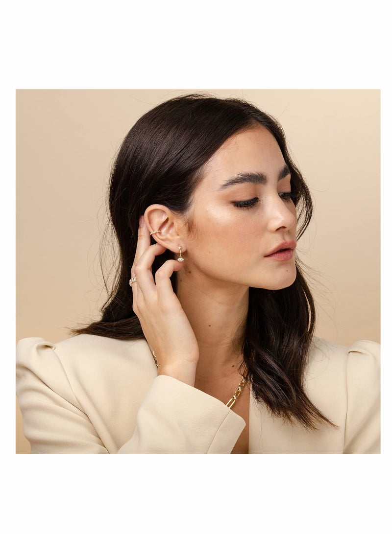 KASTWAVE Ear Pods Clip 925 Sterling Silver Cubic Zirconia Sparkling Round Huggie Ear Cuff Earrings for Women Non Pierced Ear Pods Clip on Earrings - Image 4