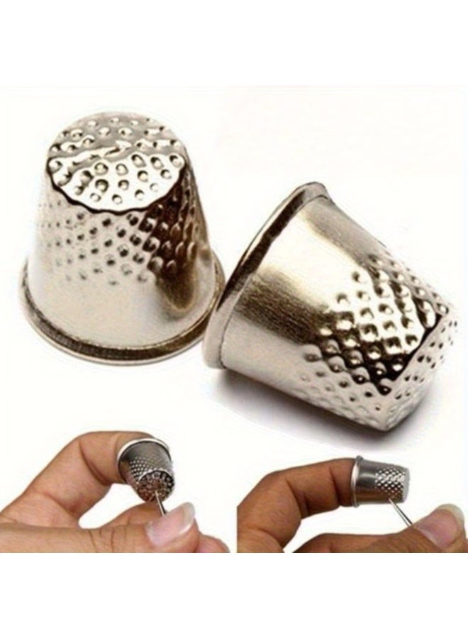RYN 2-Piece Hard Metal Brass Sewing Thimble Finger Protector DIY Tool - Image 1