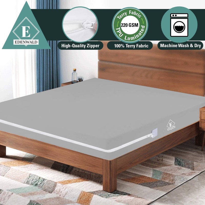Edenwald All Around Waterproof Zipper Mattress CoverKing Size 78x72Inches_with 6 Inch DropZippered Mattress Encasement Bed Cover SixSided Mattress CoverGrey Color Mattress Protector Cover - Image 2
