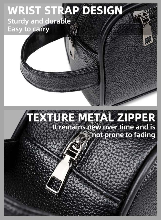 Premium PU Leather Men’s Business Handbag – Large Capacity Travel Clutch, Waterproof Lightweight Organizer for Phone/Wallet (23x13x9cm) Black - Image 4