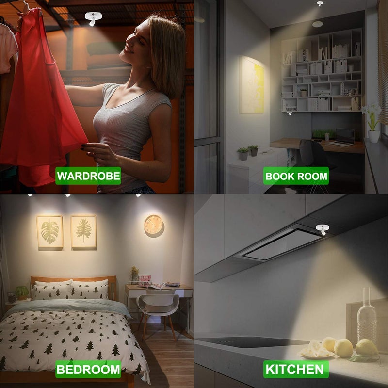 HONWELL Wireless LED Spotlights 2 Pack Accent Lights Puck Lights with 2 Remote, Indoor Closet/Picture Lights with Rotatable Head,Stick on Artwork Lighting for Paintings Display - Image 3