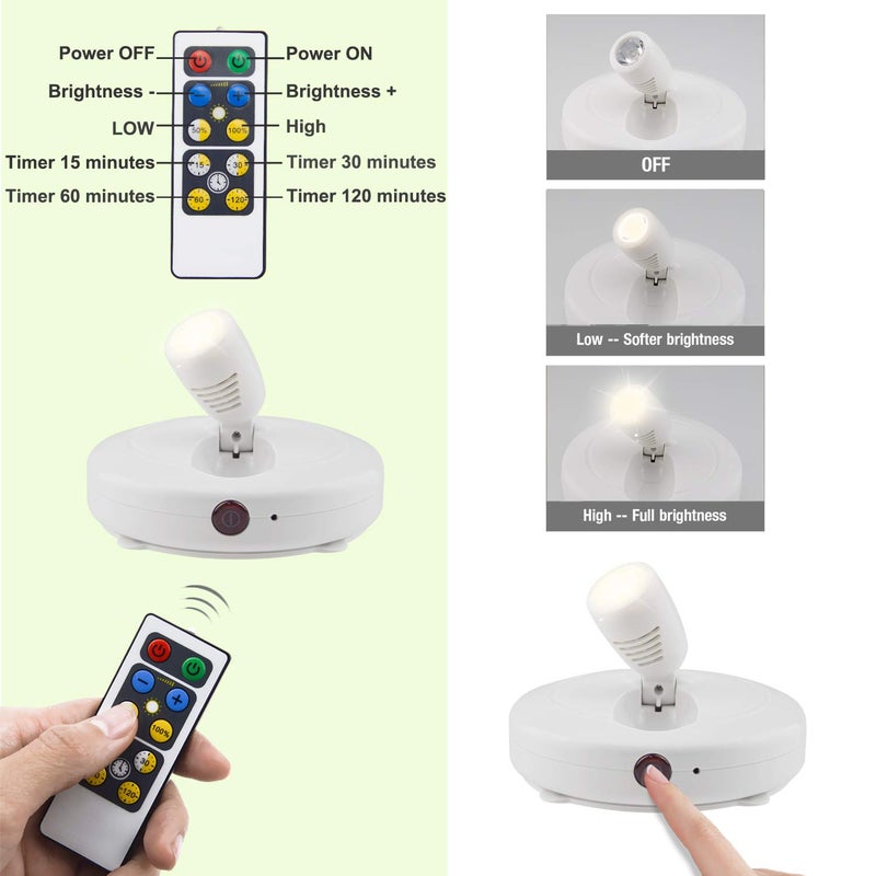 HONWELL Wireless LED Spotlights 2 Pack Accent Lights Puck Lights with 2 Remote, Indoor Closet/Picture Lights with Rotatable Head,Stick on Artwork Lighting for Paintings Display - Image 5