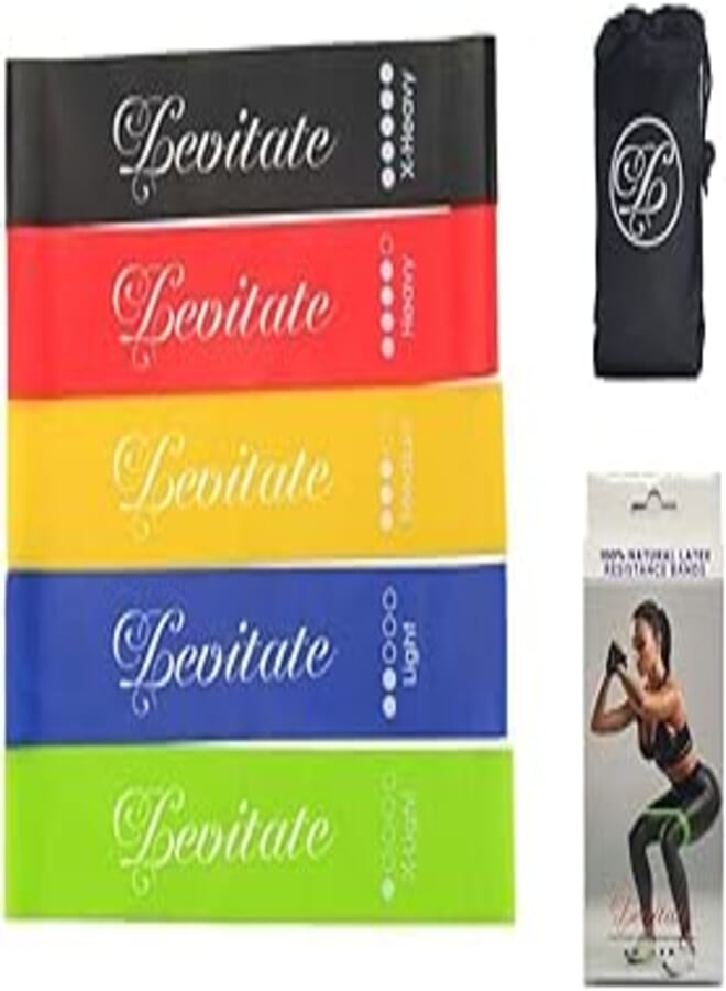 100% Natural Latex Resistance Bands from Levitate - 5 levels strength exercise