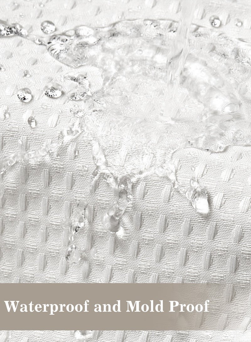 LEOKOR ستارة دش من القماش المنسوج الطارد للماء للحمام باللون الأبيض - Image 2