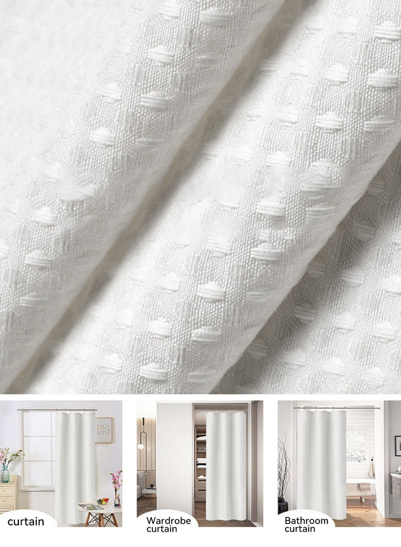 LEOKOR ستارة دش من القماش المنسوج الطارد للماء للحمام باللون الأبيض - Image 4