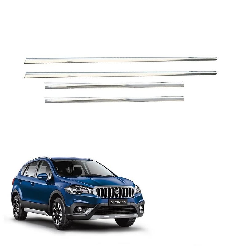 SPREADX Car Lower Window Garnish Chrome Stainless Steel Suitable for Maruti Suzuki Nexa S-Cross Type-2 - Image 1