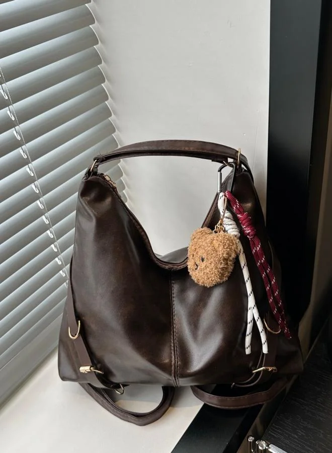 Take Two Coffee Brown Faux Leather Shoulder Bag