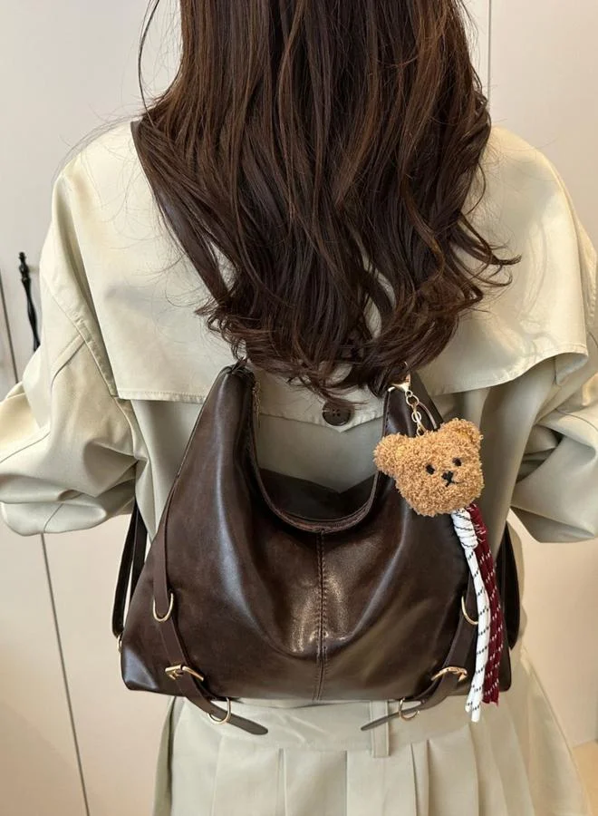 Take Two Coffee Brown Faux Leather Shoulder Bag