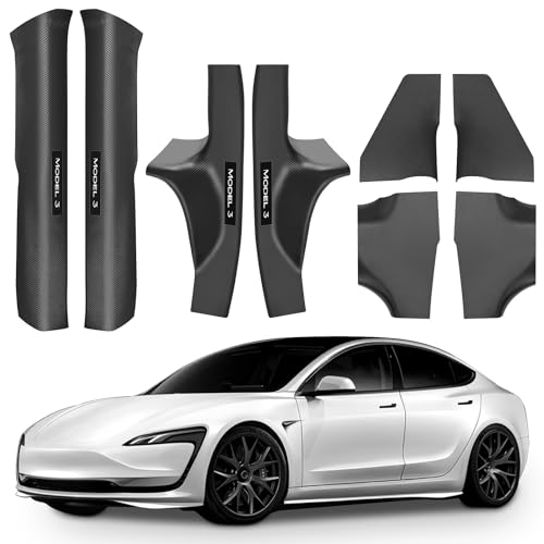 doietc 8Pcs Door Sill Protector for Tesla Model 3 Highland 2023 2024 2025 2026,​ Carbon Fiber Anti-Scratch, Highland Kick Protection Pad Interior Accessories, Friction Resistant, Easy Install - Image 1