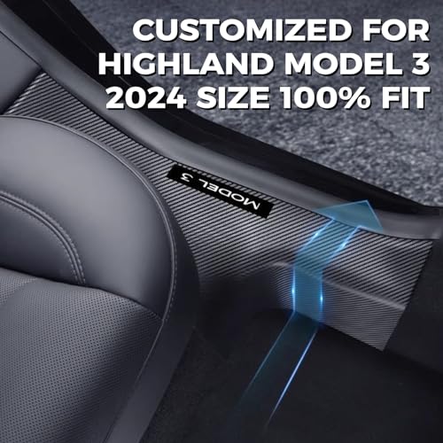 doietc 8Pcs Door Sill Protector for Tesla Model 3 Highland 2023 2024 2025 2026,​ Carbon Fiber Anti-Scratch, Highland Kick Protection Pad Interior Accessories, Friction Resistant, Easy Install - Image 4