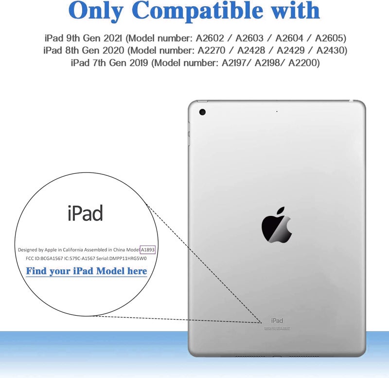 LTROP Kids Case for iPad 9th/ 8th/ 7th Generation (2021/2020/ 2019), iPad 10.2 Case for Kids, Shockproof Handle Stand Case for iPad 9/8/ 7 Gen 10.2 Inch - Blue - Image 2