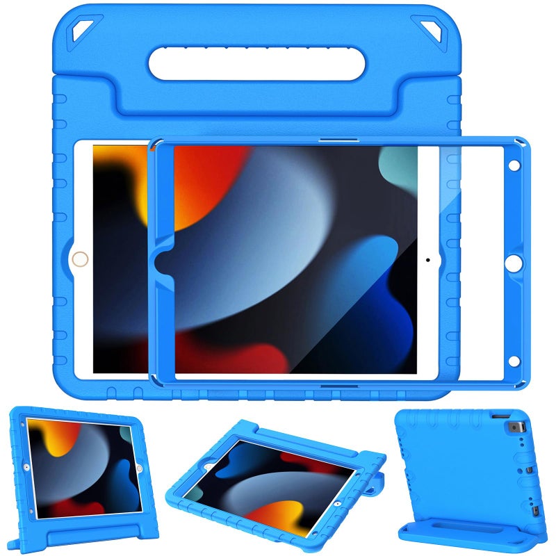 LTROP Kids Case for iPad 9th/ 8th/ 7th Generation (2021/2020/ 2019), iPad 10.2 Case for Kids, Shockproof Handle Stand Case for iPad 9/8/ 7 Gen 10.2 Inch - Blue - Image 1