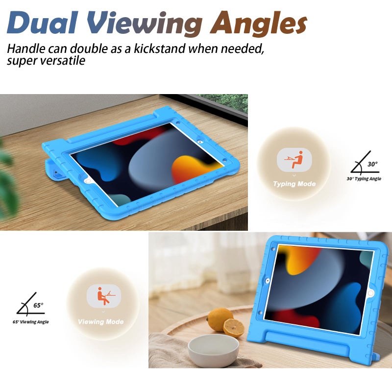 LTROP Kids Case for iPad 9th/ 8th/ 7th Generation (2021/2020/ 2019), iPad 10.2 Case for Kids, Shockproof Handle Stand Case for iPad 9/8/ 7 Gen 10.2 Inch - Blue - Image 3