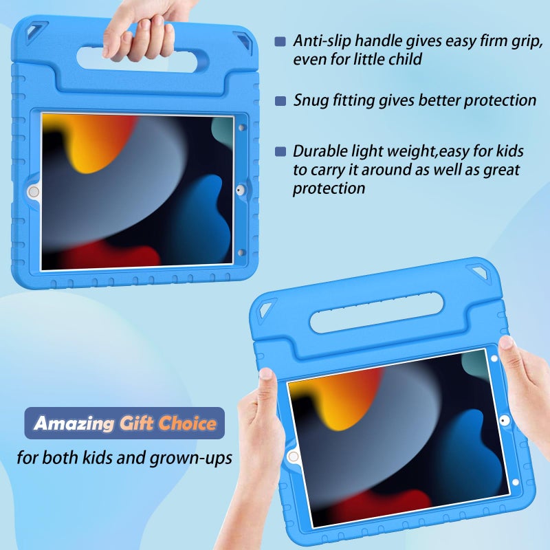 LTROP Kids Case for iPad 9th/ 8th/ 7th Generation (2021/2020/ 2019), iPad 10.2 Case for Kids, Shockproof Handle Stand Case for iPad 9/8/ 7 Gen 10.2 Inch - Blue - Image 4