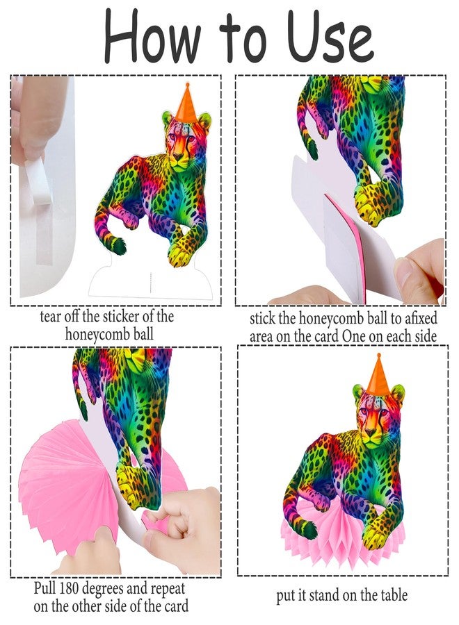 اوموني زينة حفلات أعياد الميلاد بنقشة الفهد النيونية بألوان قوس قزح ونقشة الفهد، زينة طاولات بنقشة الفهد النيونية، لوازم حفلات بنقشة الفهد مستوحاة من حيوانات السفاري، زينة حفلات استقبال المولود الجديد - Image 2