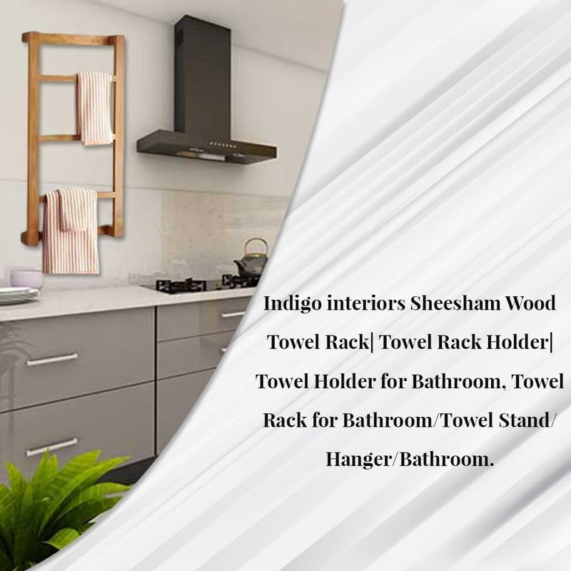 Indigo interiors حامل مناشف من خشب الشيشم | حامل للحمام | حامل/شماعة - Image 3