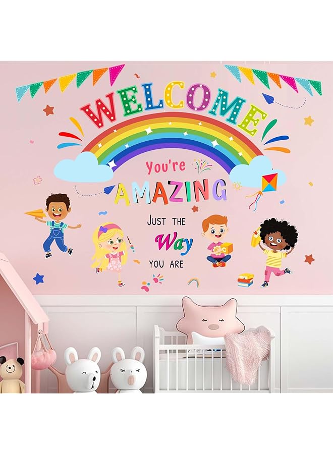 إيروريكس ملصقات حائط الفصل الدراسي التي تحمل اقتباسات ملهمة بعنوان "أنت مذهل" وركن القراءة وملصقات حائط قوس قزح وغرفة الأطفال وغرفة اللعب وديكورات حائط الفصل الدراسي - Image 2