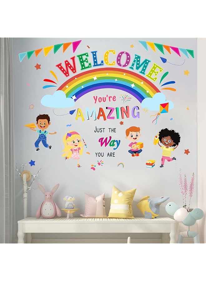 إيروريكس ملصقات حائط الفصل الدراسي التي تحمل اقتباسات ملهمة بعنوان "أنت مذهل" وركن القراءة وملصقات حائط قوس قزح وغرفة الأطفال وغرفة اللعب وديكورات حائط الفصل الدراسي - Image 1