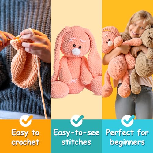 Mooaske 3 Pack Chunky Yarn for Crocheting - Chenille Bulky Blanket Yarn for Crochet and Knitting Blankets, Amigurumi, Craft, Hat, Shoes, Plush Fluffy Soft 71 yds/3.5 oz Each Skein (Dark Green) - Image 2