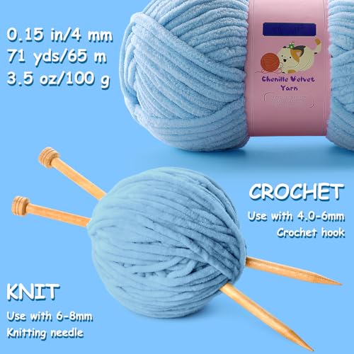 Mooaske 3 Pack Chunky Yarn for Crocheting - Chenille Bulky Blanket Yarn for Crochet and Knitting Blankets, Amigurumi, Craft, Hat, Shoes, Plush Fluffy Soft 71 yds/3.5 oz Each Skein (Dark Green) - Image 3