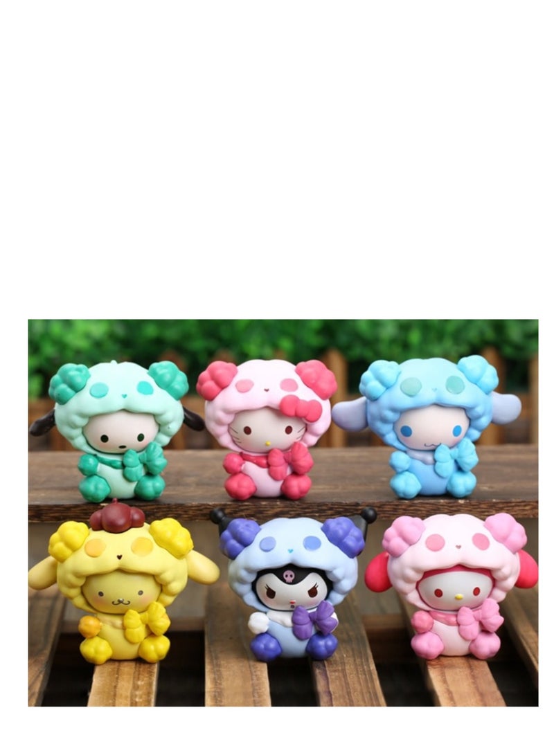 Y&D 6 Pack Kawaii Sanrio Figure My Melody  kuromi Figure Birthday Party Supplies, Cinnamon Cupcake Toppers, Cute Mini Figure Toys  Birthday Party Favor For Kids Fans Collection Bouquet Desk Decor - Image 1