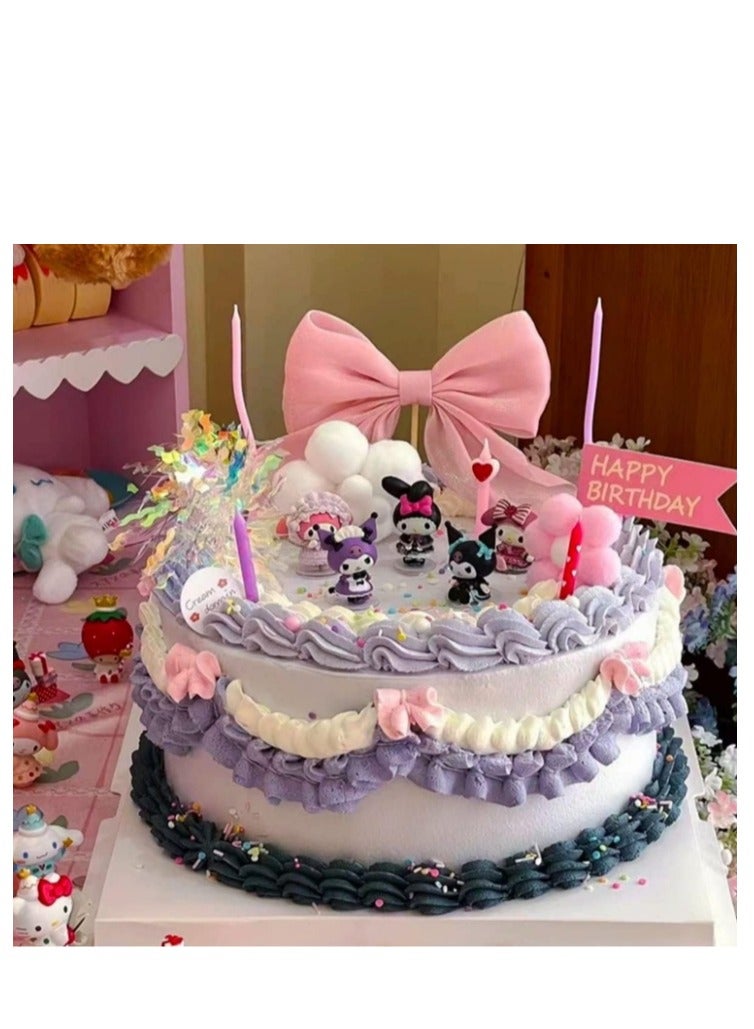 Y&D 6 Pack Kawaii Sanrio Figure My Melody  kuromi Figure Birthday Party Supplies, Cinnamon Cupcake Toppers, Cute Mini Figure Toys  Birthday Party Favor For Kids Fans Collection Bouquet Desk Decor - Image 2