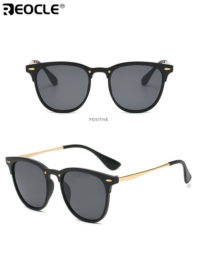 ريوكل نظارات بإطار صغير مستدير مع لمسات معدنية نظارات عادية زخرفية مضادة للضوء الساطع نظارات متينة مثالية لجميع المناسبات - Image 2