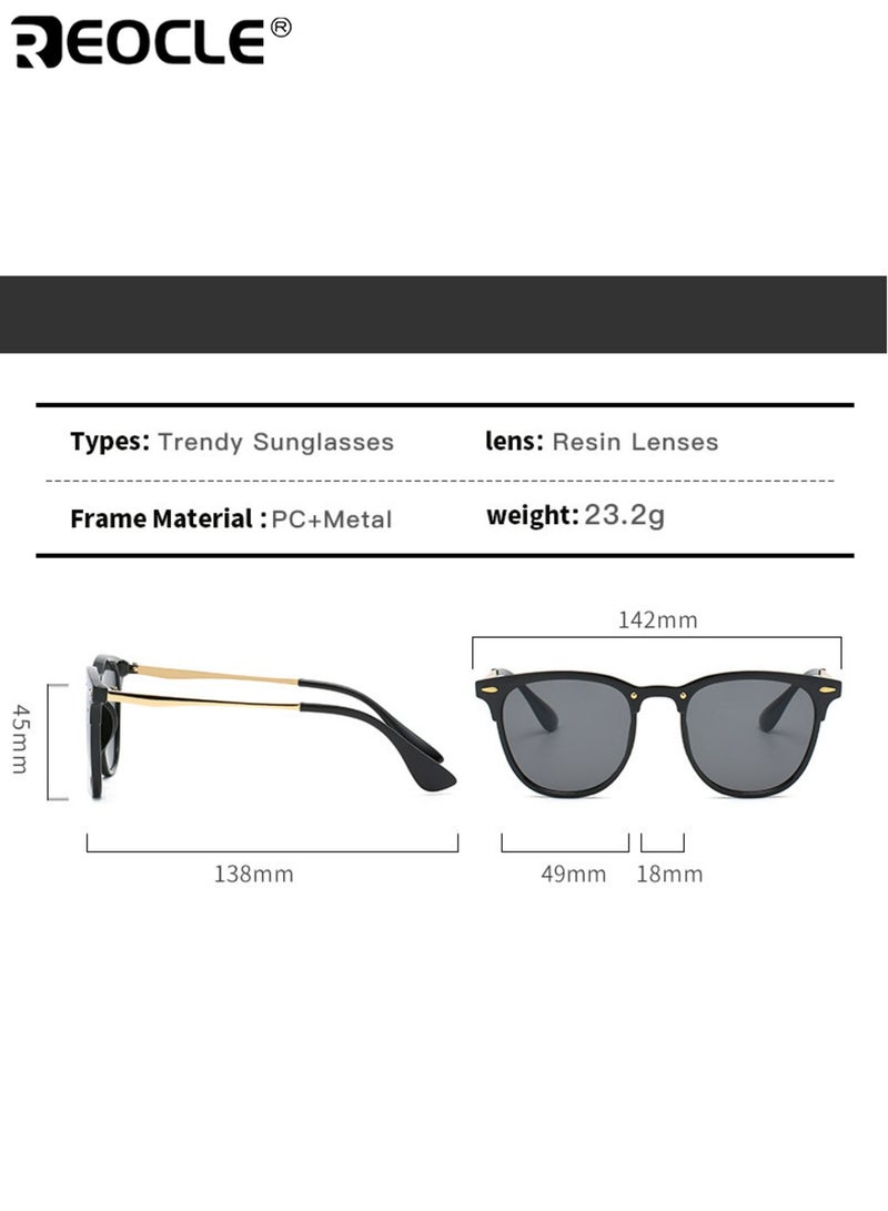 ريوكل نظارات بإطار صغير مستدير مع لمسات معدنية نظارات عادية زخرفية مضادة للضوء الساطع نظارات متينة مثالية لجميع المناسبات - Image 5