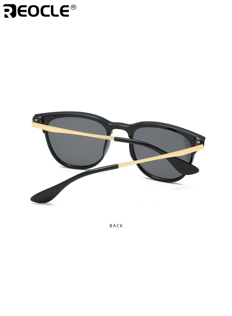 ريوكل نظارات بإطار صغير مستدير مع لمسات معدنية نظارات عادية زخرفية مضادة للضوء الساطع نظارات متينة مثالية لجميع المناسبات - Image 4