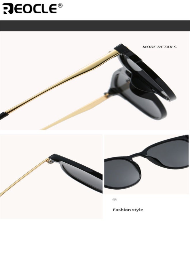 ريوكل نظارات بإطار صغير مستدير مع لمسات معدنية نظارات عادية زخرفية مضادة للضوء الساطع نظارات متينة مثالية لجميع المناسبات - Image 3